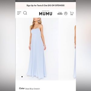 Show me your mumu bridesmaid’s dress.  Steel blue worn once.